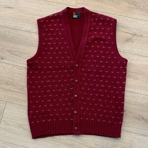 Robert Bruce, Vintage, Wool Blend, Burgundy, Button-Up, Sweater Vest, Size L
